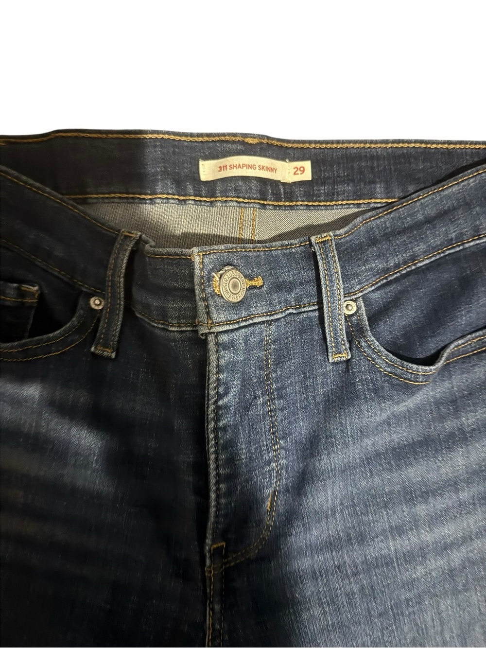 EUC Levi’s Women Shaping Skinny Jeans Dark Wash 29 X 30 Tummy Control 5 Pocket - Picture 6 of 7